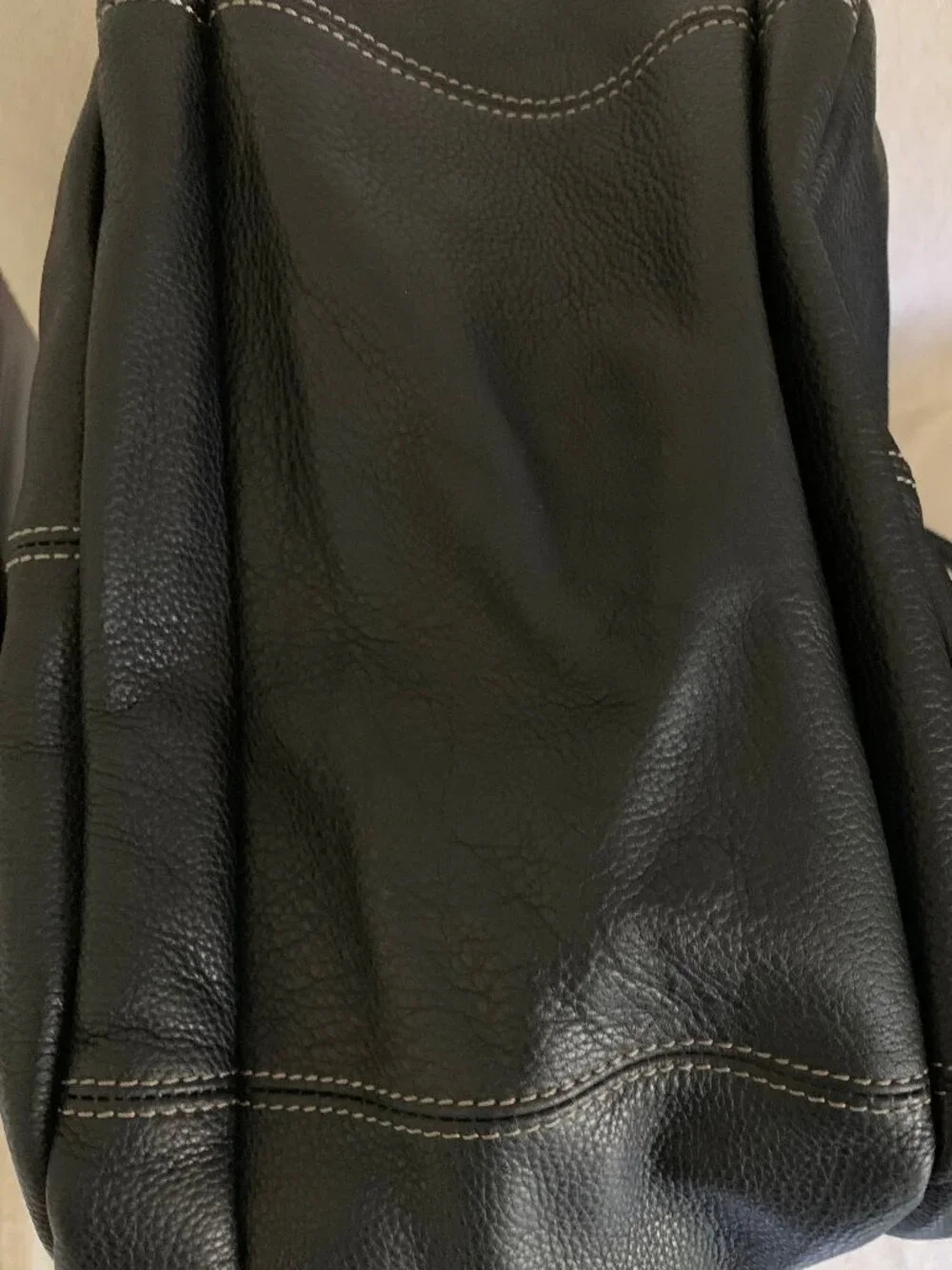 Tignanello Large Black Pebbled Leather Hobo Shoulder Bag Tote